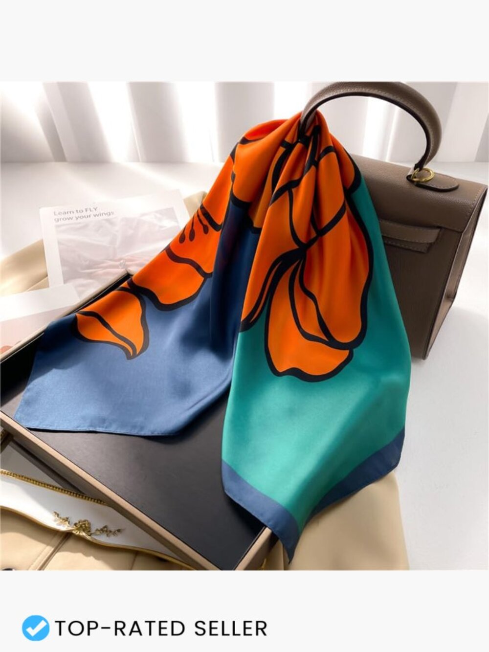 27.5" Square Satin Scarf Women's Hair Wrap Neck Bandana Versatile Styling Soft - Picture 6 of 7